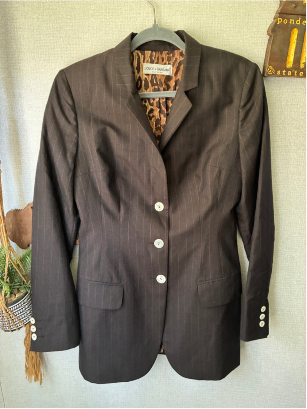 Dolce & Gabbana Brown Pinstripe Blazer Women's Size Medium